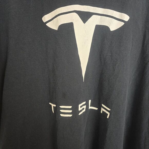 TESLA T-Shirt Elon Adult Size 3XL Black White Spell Out Short Sleeve Graphic - Picture 1 of 7